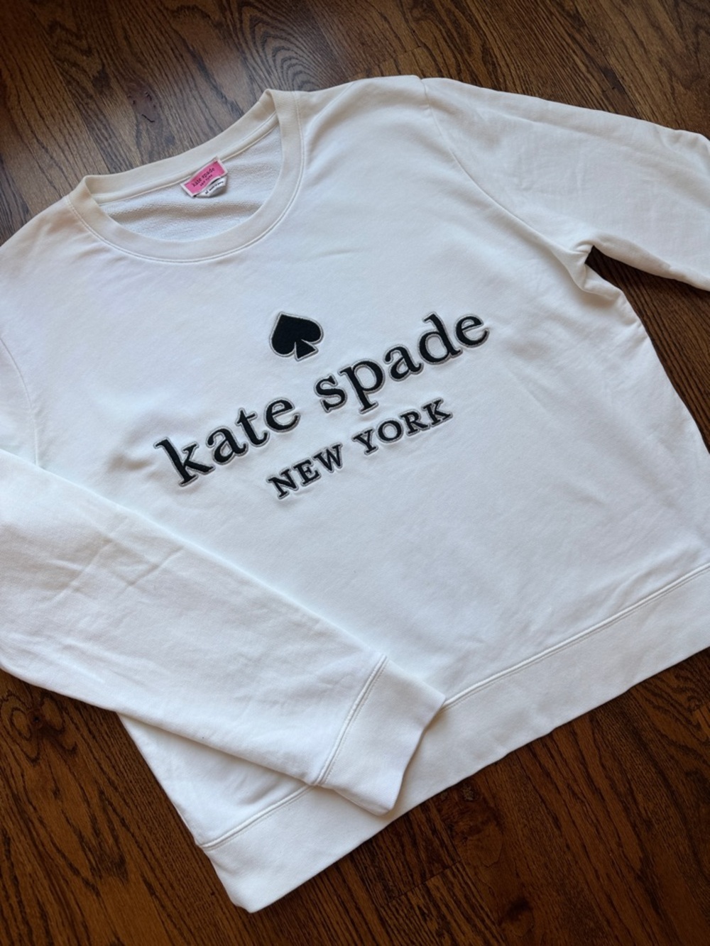 kate spade New York Embroidered Sweatshirt with Black/Silver Logo-XL